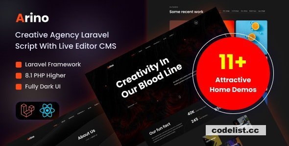 Arino v3.1 - Creative Agency Laravel Script With Live Editor CMS - nulled