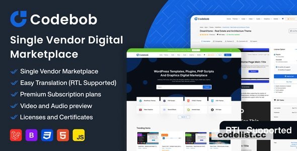 Codebob v1.2 - Single-Vendor Digital Marketplace - nulled