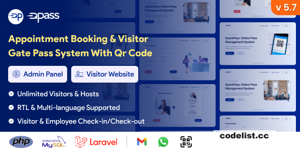 QuickPass v5.7 - Appointment Booking & Visitor Gate Pass System With Qr Code - nulled