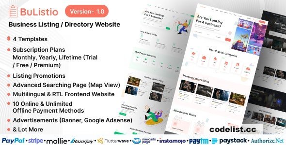 Bulistio v1.1 - Business Listing / Directory Website (Subscription Based) - nulled