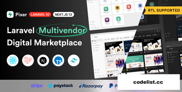 Pixer v5.4.0 - React Laravel Ecommerce Multivendor Digital Marketplace