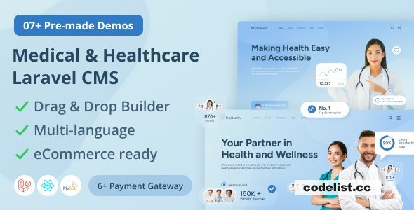 Prohealth v1.0.0 - Medical and Healthcare Laravel CMS With Live Page Builder - nulled