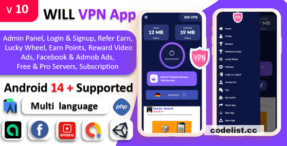 WILL VPN App v10.1 - VPN App With Admin Panel - Secure VPN & Fast VPN