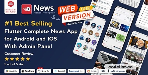 News v3.1.8 - Flutter News App for Android & iOS with Admin Panel