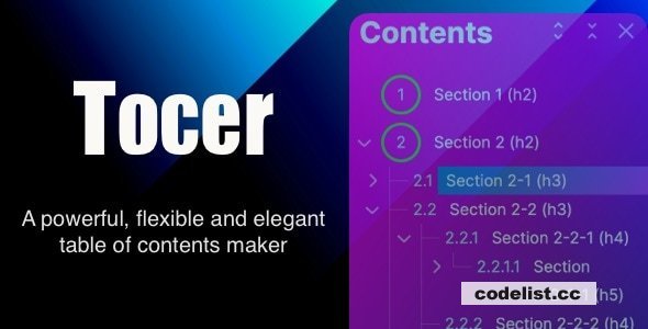 Tocer v4.1.0 - table of contents maker WordPress plugin (formerly Fixed Toc)