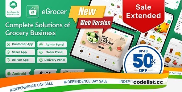 eGrocer v2.0.5 - Online Multi Vendor Grocery Store, eCommerce Marketplace Flutter Full App with