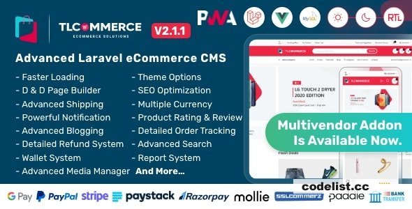 TLCommerce v3.2.0 - Laravel & VueJS Powered Ecommerce CMS with PWA - nulled