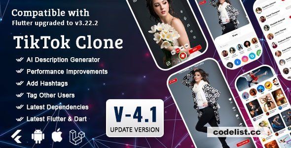 Flutter - TikTok Clone - Triller Clone & Short Video Streaming Mobile App for Android & iOS v4.1