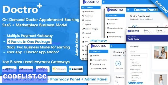 Doctro v8.0.1 - On-Demand Doctor Appointment Booking SaaS Marketplace Business Model - nulled